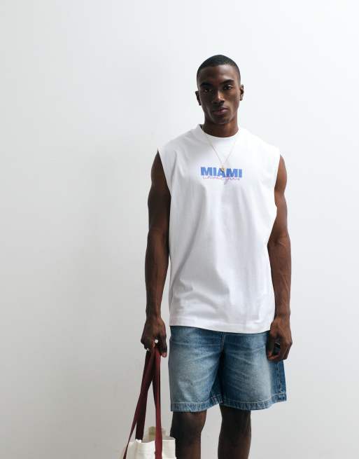 ASOS DESIGN – Vitt linne i oversize med Miami-tryck, 5 av 5