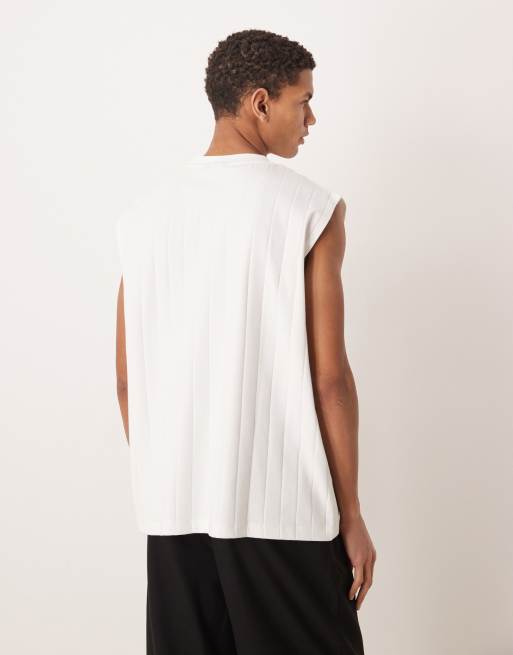 ASOS DESIGN – Vitt, texturerat, kraftigt linne i oversize med broderi på bröstet, 3 av 5