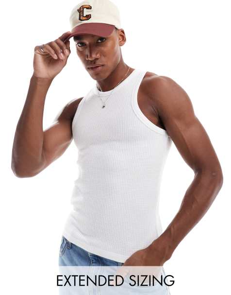 ASOS DESIGN – Vitt, texturerat linne i muscle fit - view 1