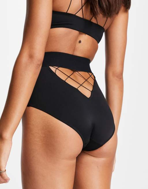 ASOS DESIGN – Vivian – Czarne figi z wysokim stanem z mikrofibry
