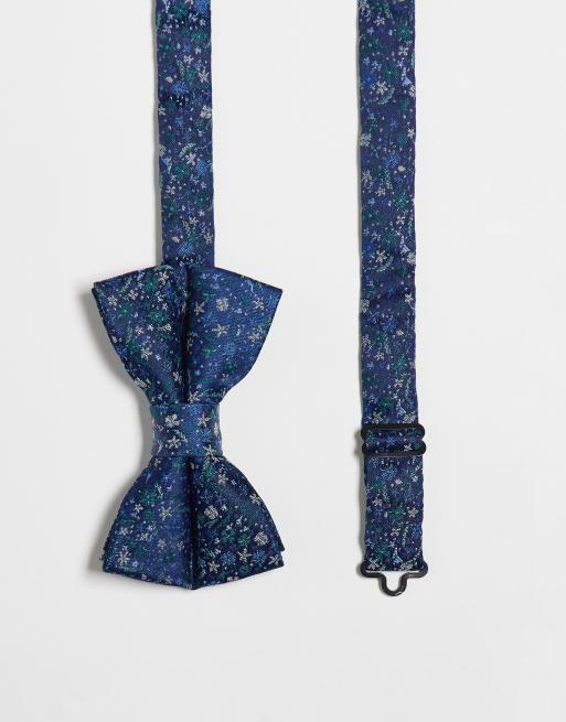 ASOS DESIGN - Vlinderdas met fijne bloemenprint in blauw