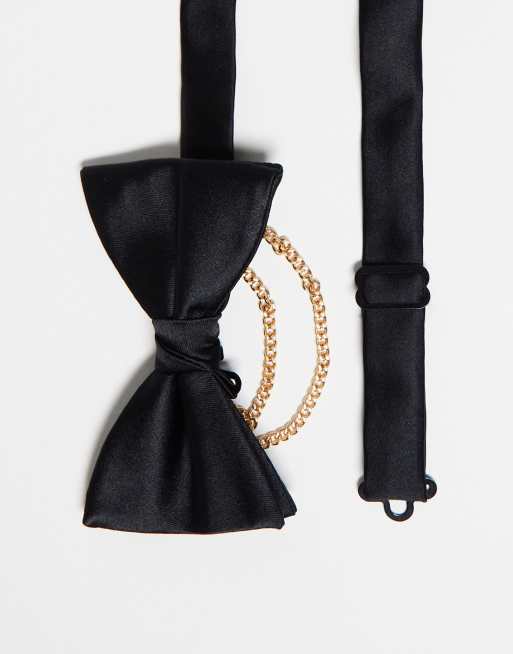 ASOS DESIGN - Vlinderdas met ketting in zwart