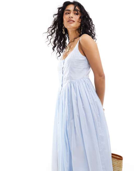 ASOS DESIGN voile picnic midi sundress in sky blue, 3 of 4