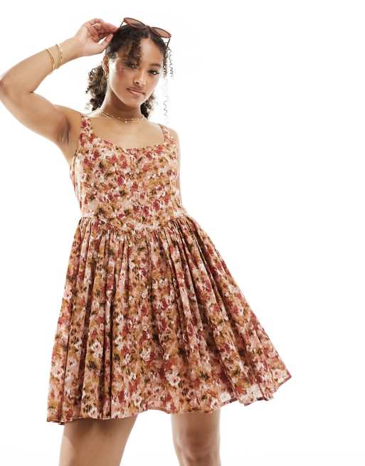ASOS DESIGN voile picnic mini sundress in blurred floral print, 2 of 4