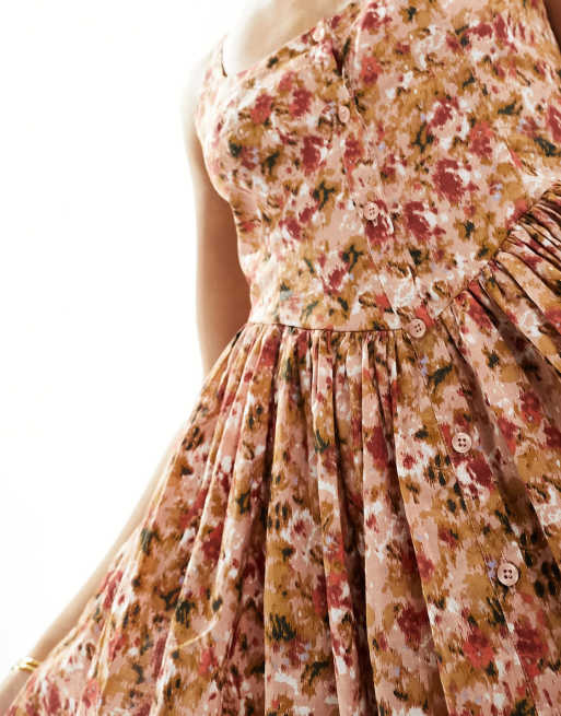 ASOS DESIGN voile picnic mini sundress in blurred floral print, 3 of 4