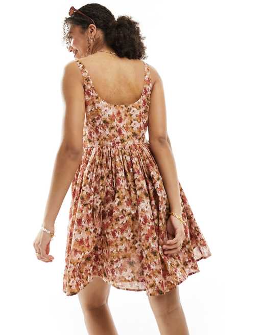 ASOS DESIGN voile picnic mini sundress in blurred floral print, 4 of 4