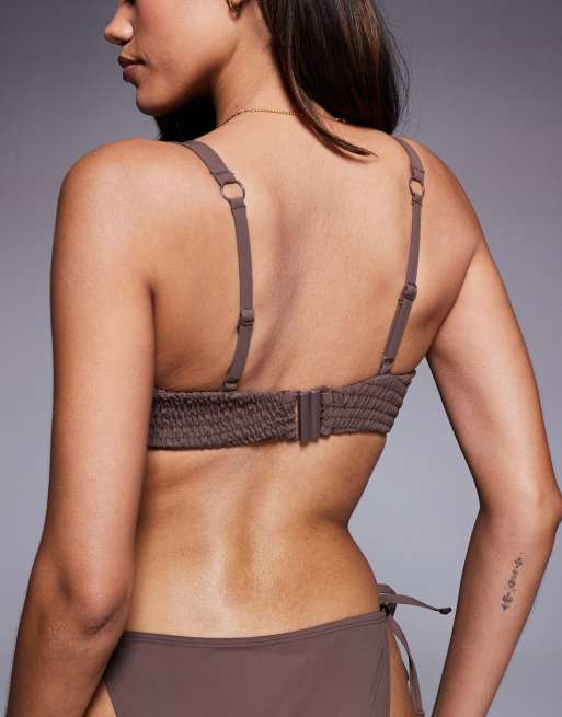 ASOS DESIGN - Vollere Buste - Honey - Balconette bikinitop met beugels en kralen in chocoladebruin, 2 van 4