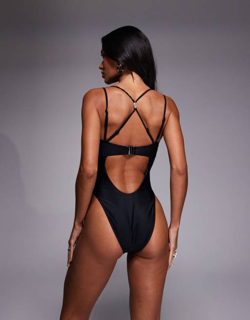 ASOS DESIGN - Vollere buste - Sadie - Balconette-badpak met geplooide buste, beugel en pareldetail, 2 van 4