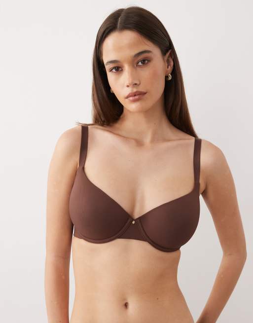 ASOS DESIGN - Vollere buste - Voorgevormde T-shirt bh in chocoladebruin, 4 van 4