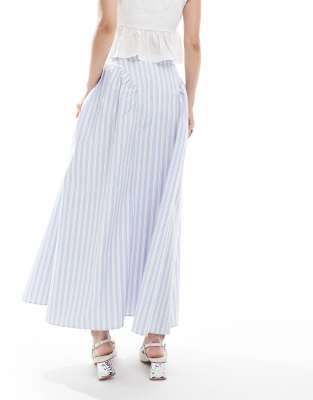 Asos Design Volume And Seam Detail Maxi Skirt In Pink