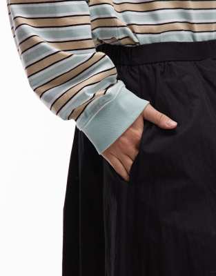 Asos Design Volume Detail Midi Skirt In Multi