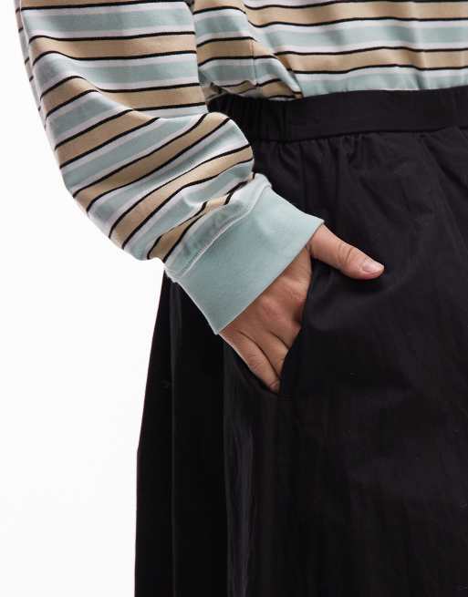 ASOS DESIGN volume detail midi skirt in black