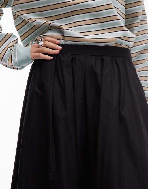 ASOS DESIGN volume detail midi skirt in black