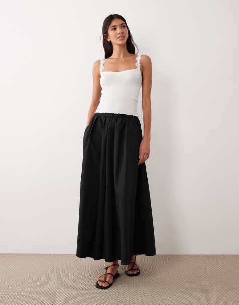 ASOS DESIGN volume detail midi skirt in black - view 1