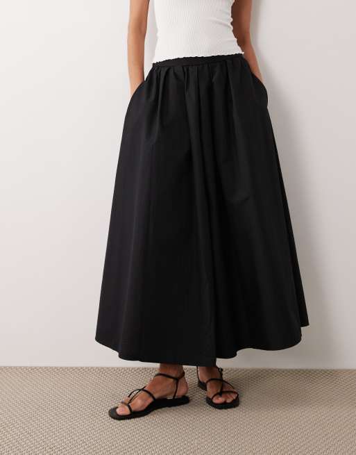 ASOS DESIGN volume detail midi skirt in black, 3 of 5