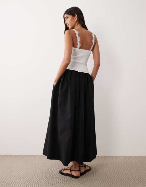 ASOS DESIGN volume detail midi skirt in black, 5 of 5