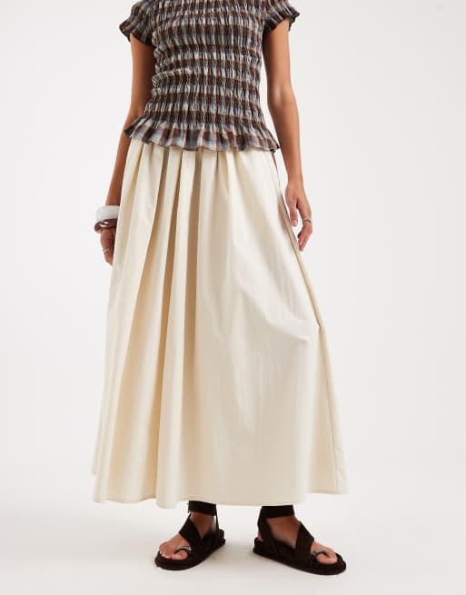 ASOS DESIGN volume detail midi skirt in stone, 3 of 5