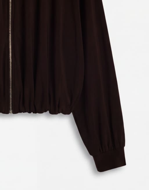 ASOS DESIGN volume drape co-ord top met rits in bruin, 9 van 9