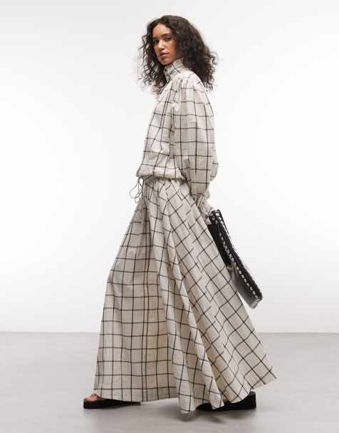 ASOS DESIGN volume maxi skirt co-ord in check - view 1
