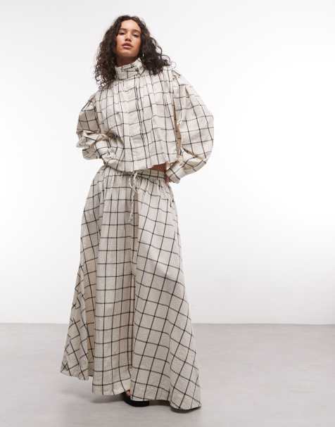 ASOS DESIGN volume maxi skirt co-ord in check - view 1