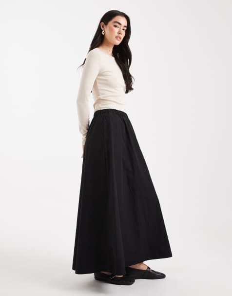 ASOS DESIGN volume maxi skirt in black - view 1