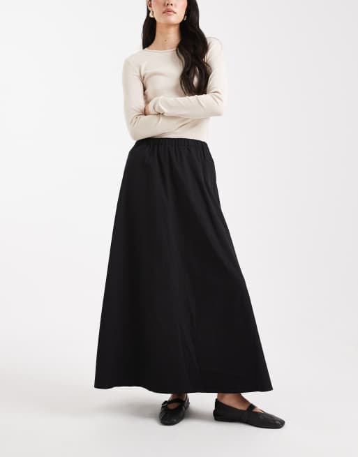 ASOS DESIGN volume maxi skirt in black