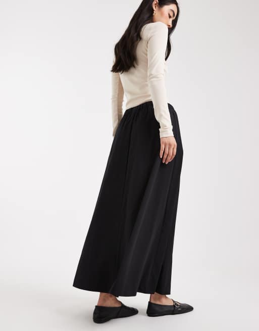 ASOS DESIGN volume maxi skirt in black