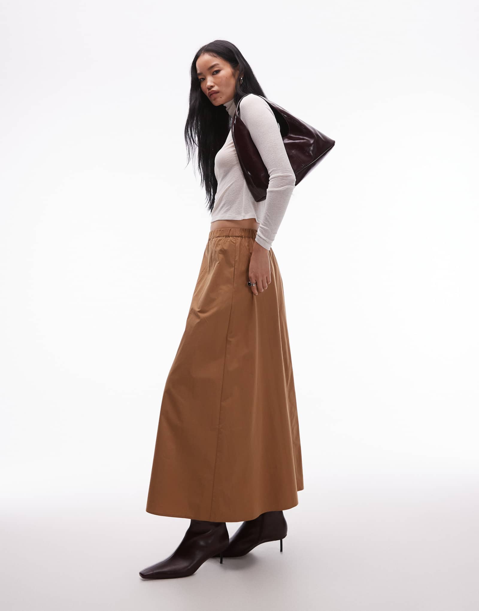 Объемная макси-юбка ASOS DESIGN верблюжьего цвета