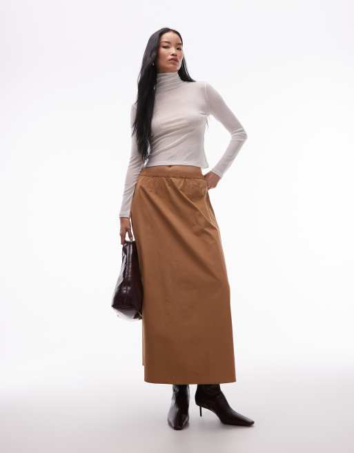 ASOS DESIGN volume maxi skirt in camel, 3 of 5
