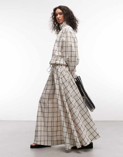 ASOS DESIGN volume maxi skirt in check (part of a set), 2 of 3