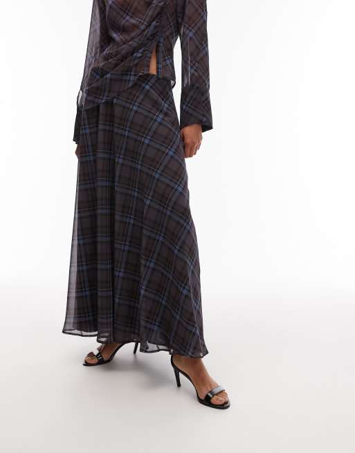 ASOS DESIGN volume maxi skirt in plaid