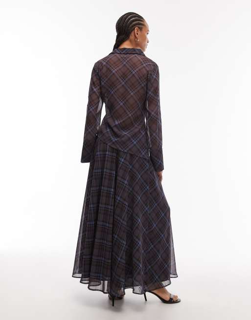 ASOS DESIGN volume maxi skirt in plaid