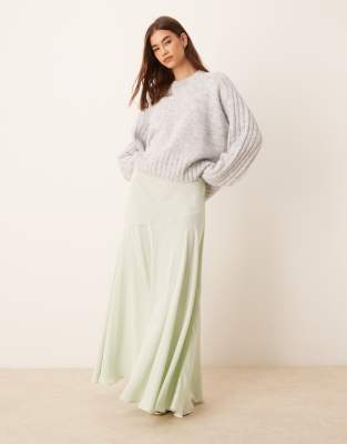 Asos Design Volume Maxi Skirt In Green