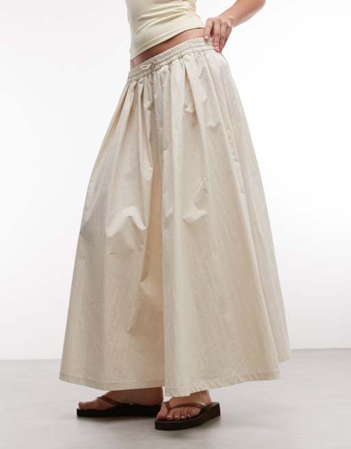 ASOS DESIGN volume midi skirt in cream, 2 of 5
