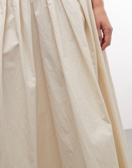 ASOS DESIGN volume midi skirt in cream, 3 of 5