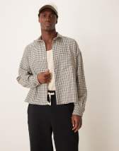 ASOS DESIGN volume oversized shirt in green plaid