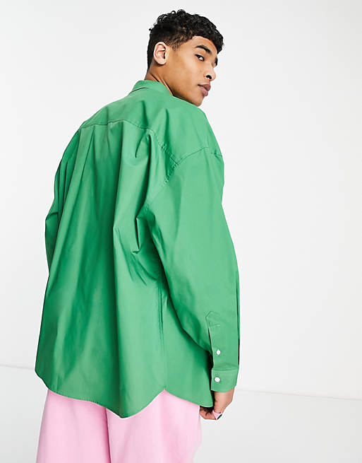 Shirts volume oversized dad shirt in bright green 
