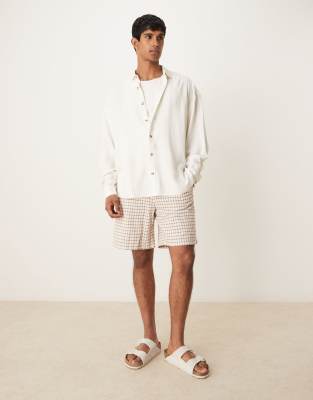 Asos Design Volume Oversized Linen Blend Shirt In White