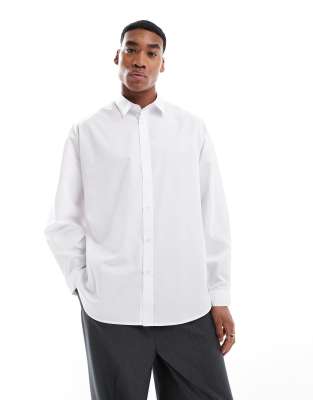 ASOS DESIGN volume oversized poplin shirt in white - view 1