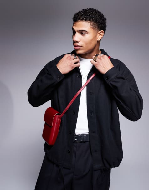 ASOS DESIGN volume oversized shacket with brushed cord in black - view 1