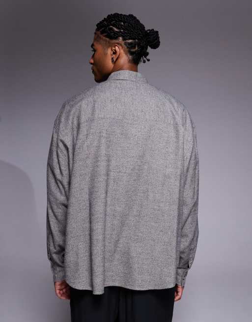 ASOS DESIGN volume oversized shirt in grey, 3 of 5