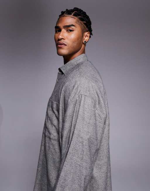 ASOS DESIGN volume oversized shirt in grey, 4 of 5