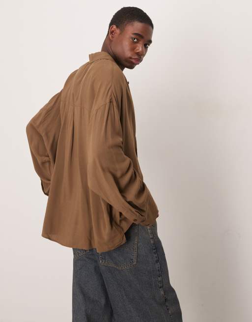 トップス salsation Oversized shirt light Brown Partch Distressed Oversized T-Shirt Tan for Men | PARTCH