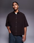 [ASOS DESIGN] ASOS DESIGN volume oversized washed baby cord shirt in brown XL brown