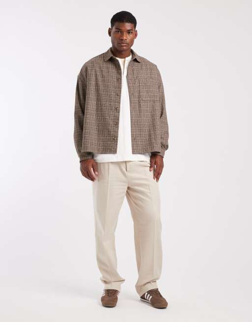 ASOS DESIGN volume oversized wool blend shirt in brown, 2 of 5