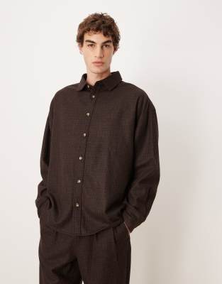 Asos Design Volume Oversized Wool Blend Shirt In Brown