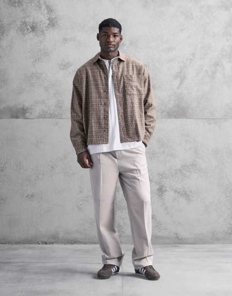 ASOS DESIGN volume oversized wool blend shirt in brown