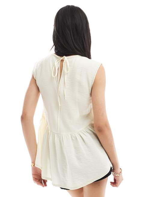 Stitching Contrast Irregular Short-Sleeved Evening Dress