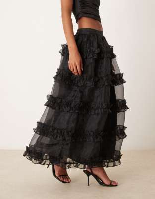 ASOS DESIGN VOLUME RUFFLE SKIRT IN BLACK