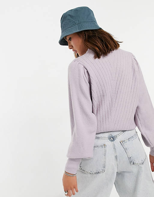 Jumpers & Cardigans volume sleeve jumper in lilac 